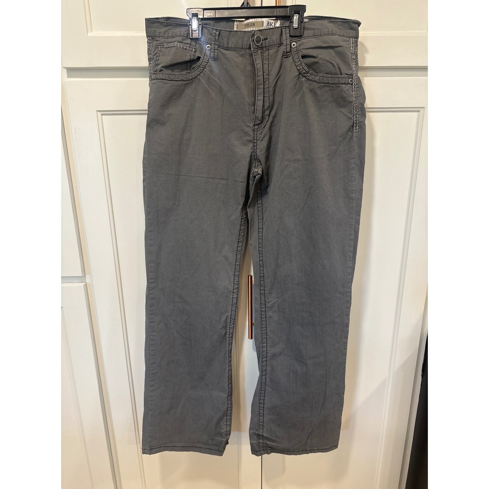 BKE Casuals Tyler Mens Charcoal Gray Straight Leg Textured Pants 36 x32 casual